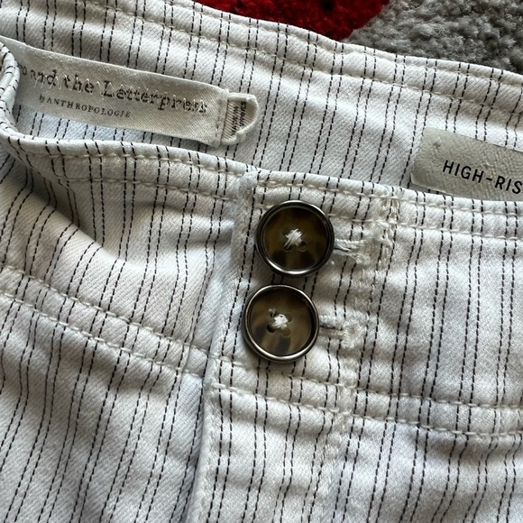 Pilcro And The Letterpress White Striped High Rise Skinny Jeans - Picture 7 of 7